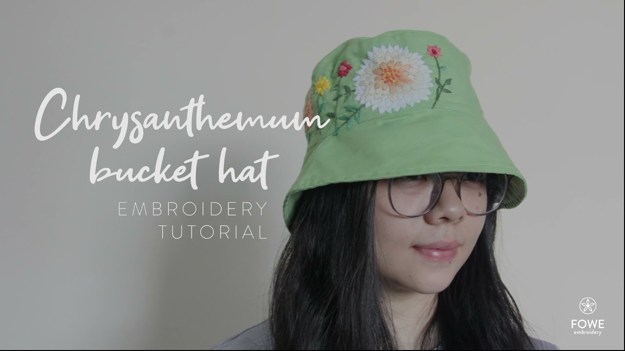 How to Embroidery Chrysanthemum Bucket Hat | Transfer Pattern on Hat | Easy DIY Handmade Tutorial