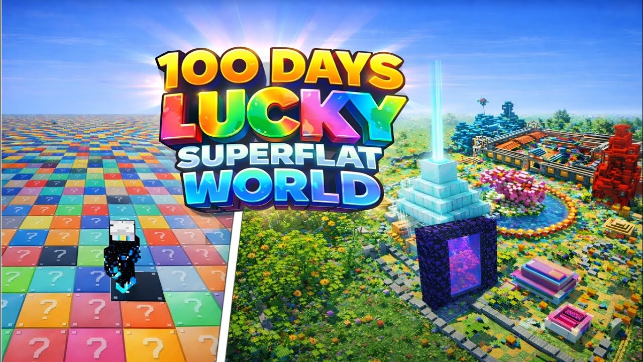 can I survived 100 days in LUCKY SUPERFLAT WORLD in minecraft! (hindi)