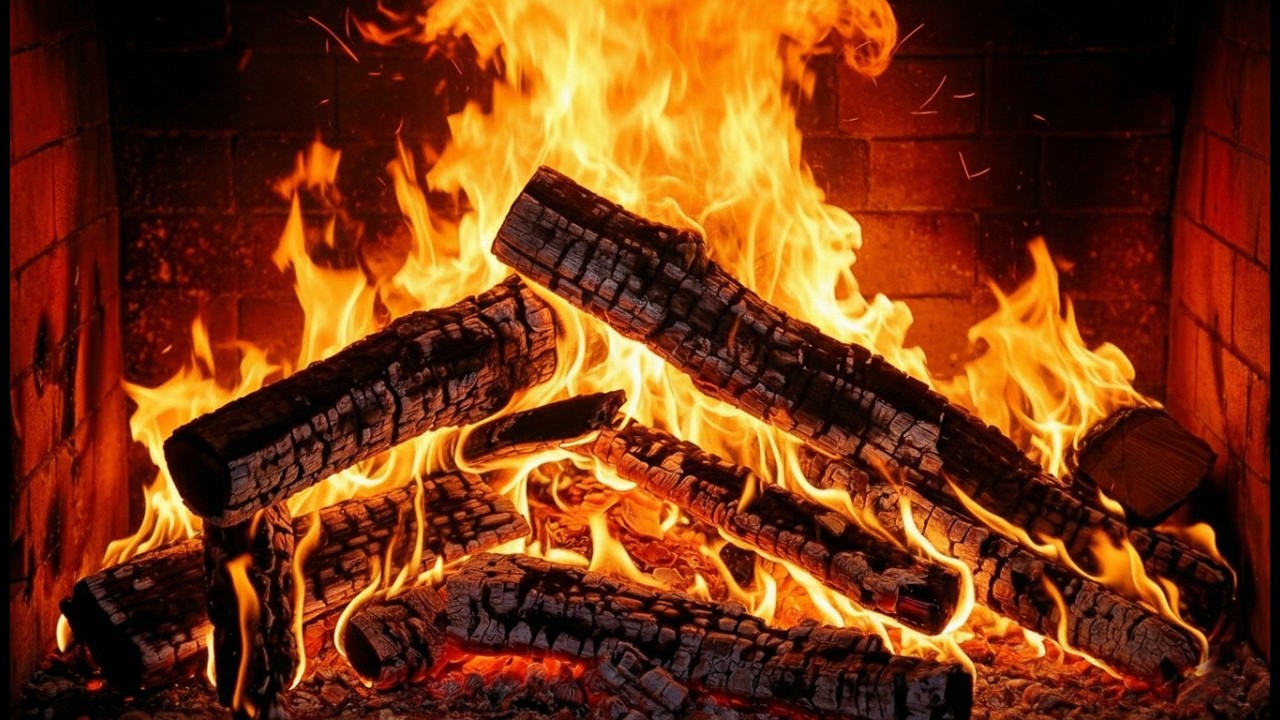 Cozy Fireplace 4K (12 HOURS). Fireplace with Crackling Fire Sounds. Fireplace Ambience