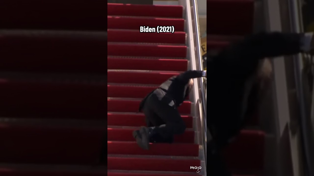 Trump Tripping on Air Force One Stairs vs Biden