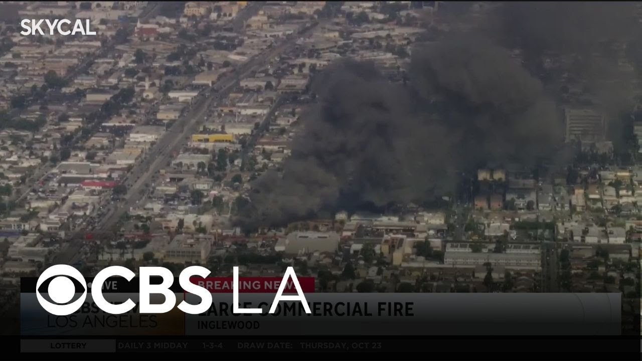 Firefighters battle large Inglewood commercial building fire