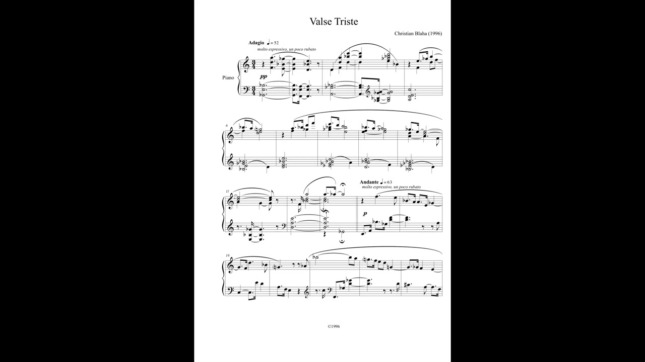 VALSE TRISTE - for piano | CHRISTIAN BLAHA (1996)