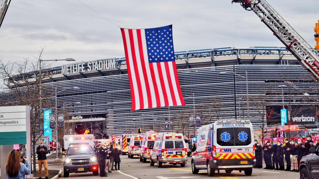 Send Off For 75 FEMA Ambulances Assisting New Jersey EMS Units At Metlife Stadium 4-23-20