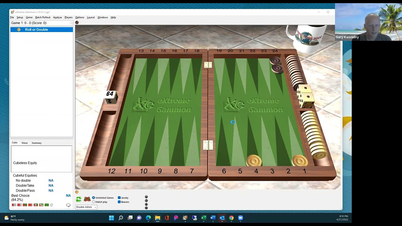 Chris Bray's Backgammon to win - 
