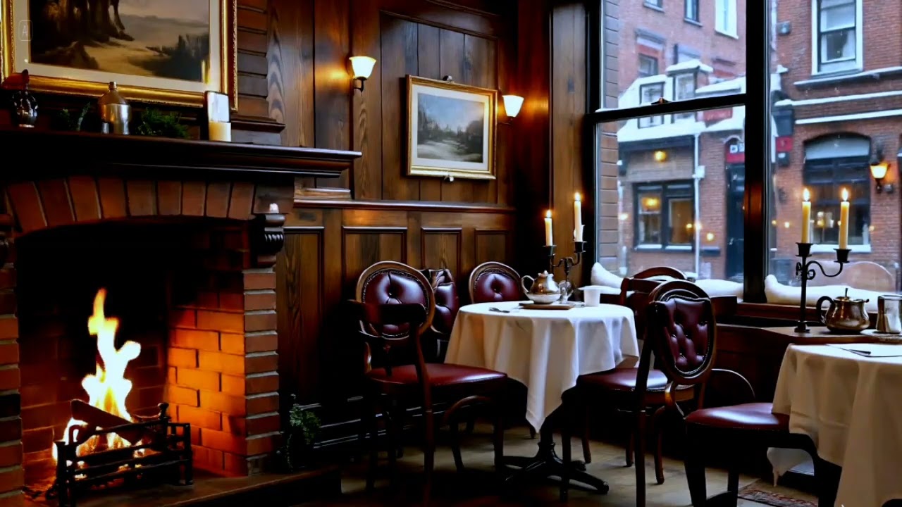Warm Cozy Winter Coffee Shop Atmosphere ☕ | Gentle Jazz Piano for Relaxation