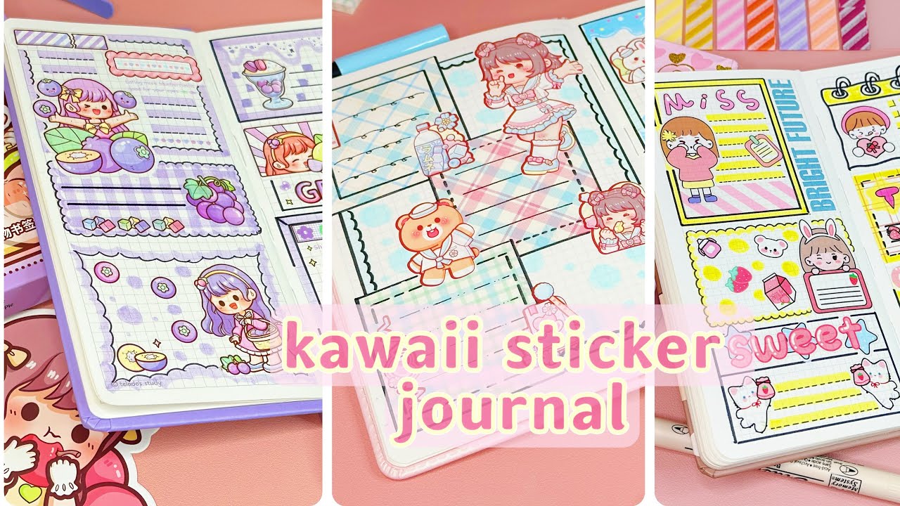 stickers journaling 💕cute kawaii sticker🌈 Immersive ASMR bullet journal | Compilation Ep.21