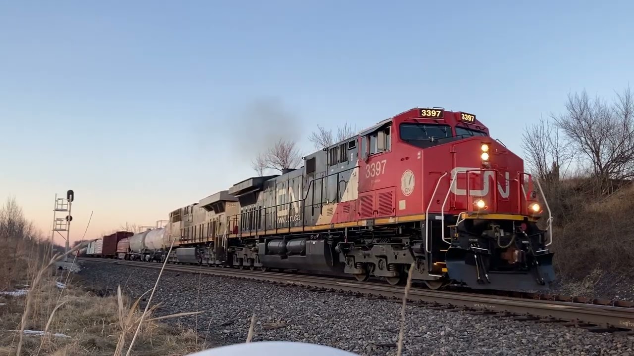 CN M340 waits for 2 Fast Northbound Freight Trains at Theresa South Marsh Siding on Sunday 2/15/26!!
