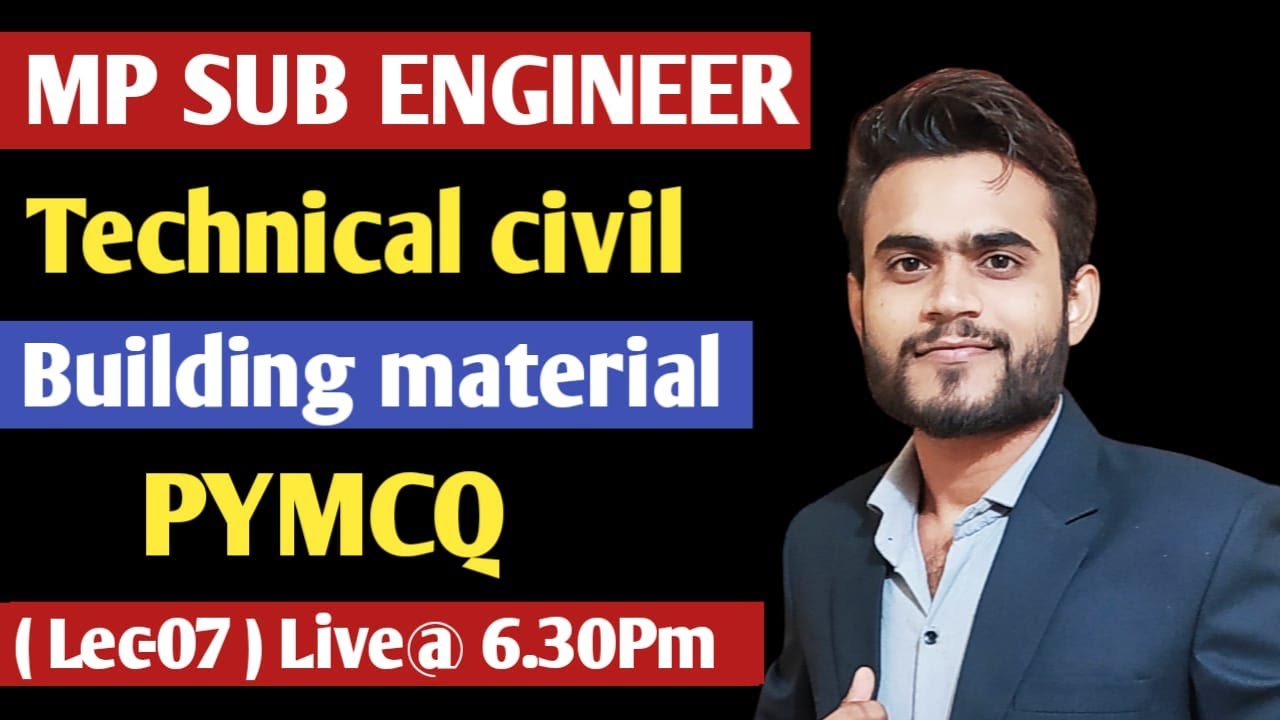 Mp Sub engineer  Previous year questions | Mp sub engineer 2022 | building material | crash course