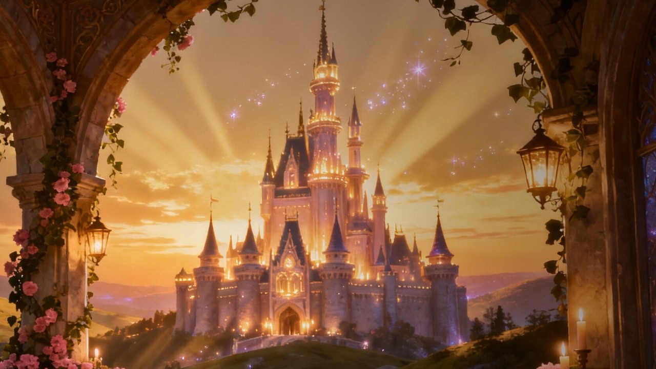 Enchanted Castle Balcony Sunset 🌅 | 4 Hours Magical Fairytale Ambience & Relaxing Piano