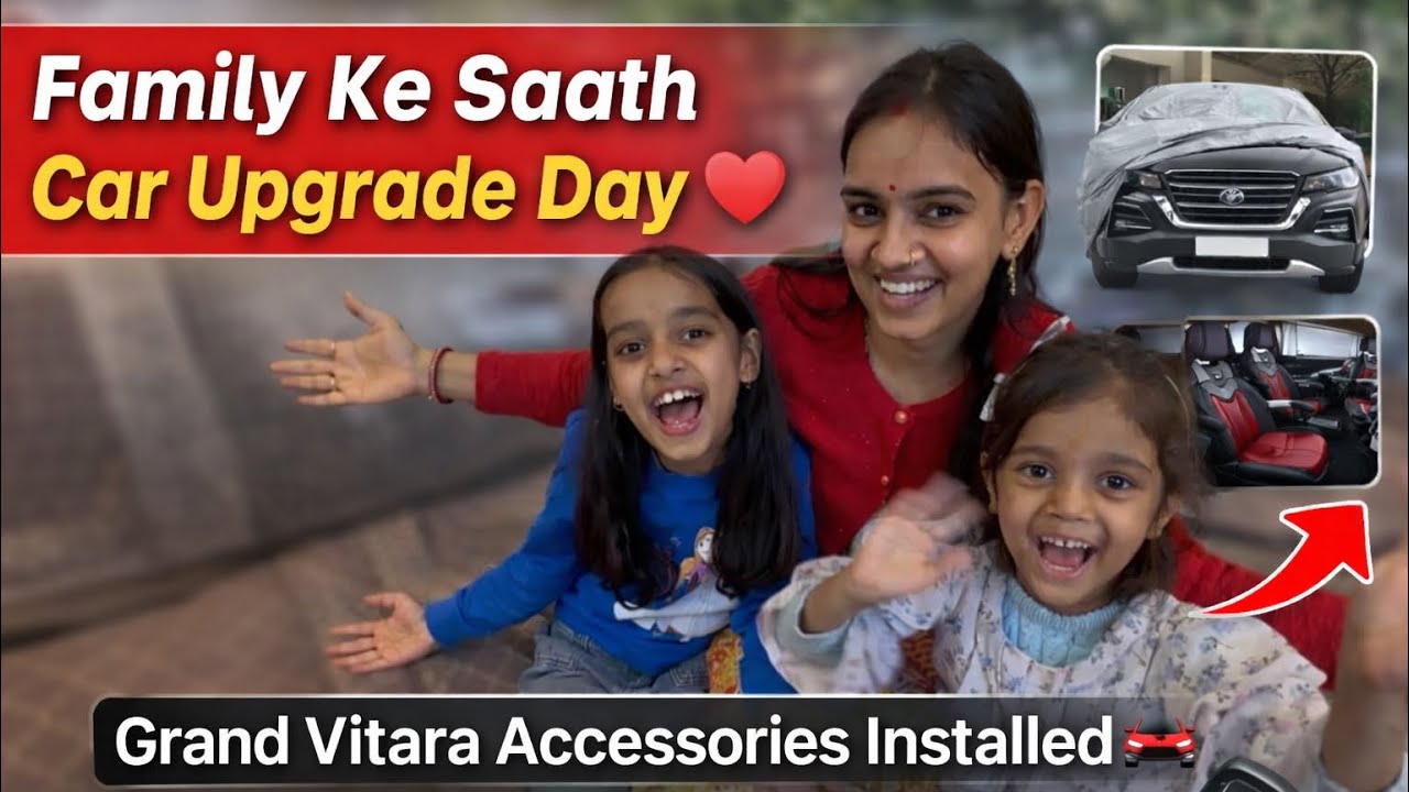 Family Ke Saath White Wolf 🐺 Car Upgrade Day ❤️ | Grand Vitara Delta CNG Accessories Installed 🔥