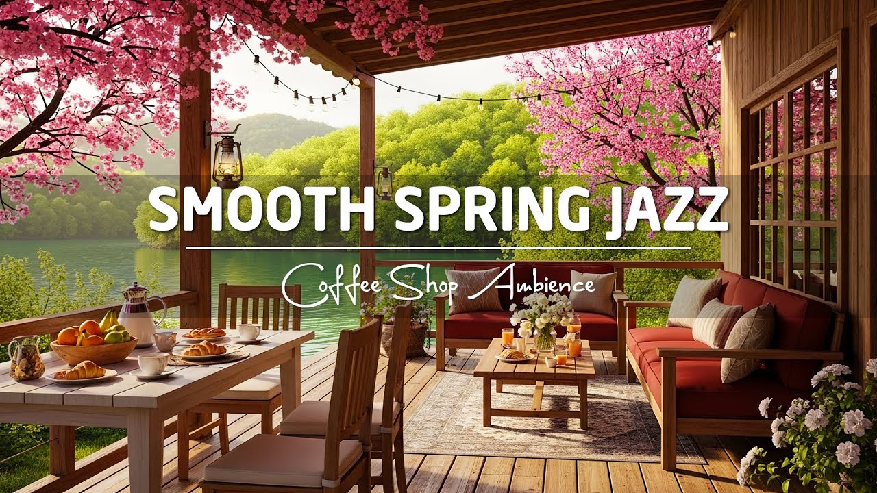 Smooth Jazz Music ~ Spring Coffee Shop Ambience for Work, Study 🌸 Relaxing Jazz Instrumental Music