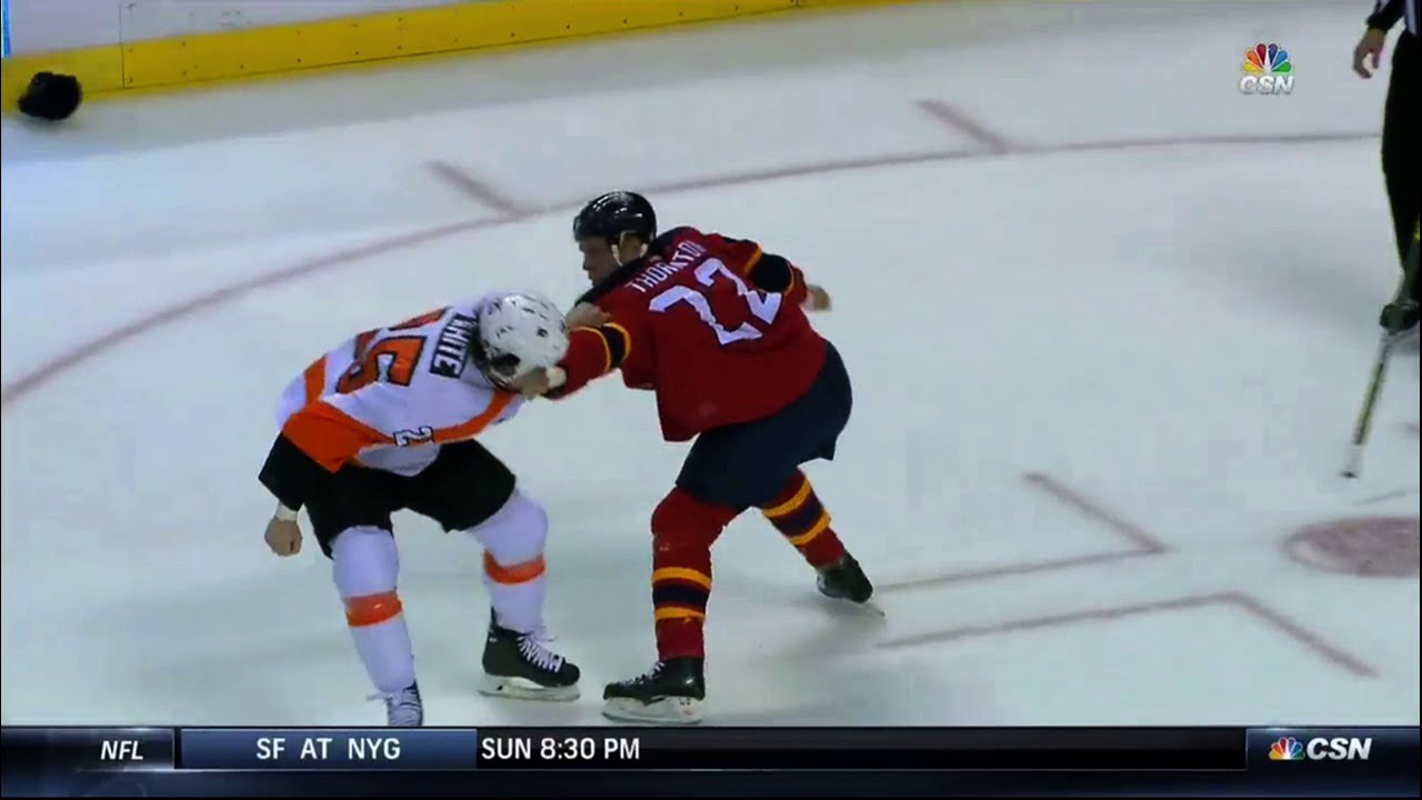 Ryan White vs Shawn Thornton Oct 10, 2015