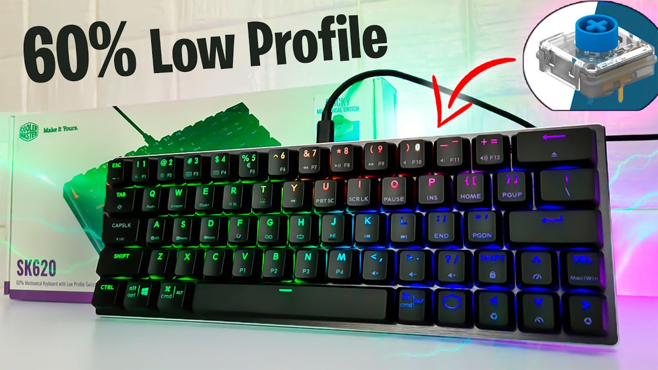 TECLADO 60% COM BAIXO PERFIL DE TECLAS - Cooler Master SK620 (TTC Blue)
