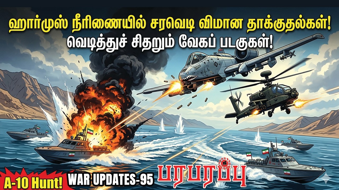 ஹார்முஸ் நீரிணையில் சரவெடி விமான தாக்குதல்கள்! வெடித்துச் சிதறும் வேகப் படகுகள்! |  WAR  95