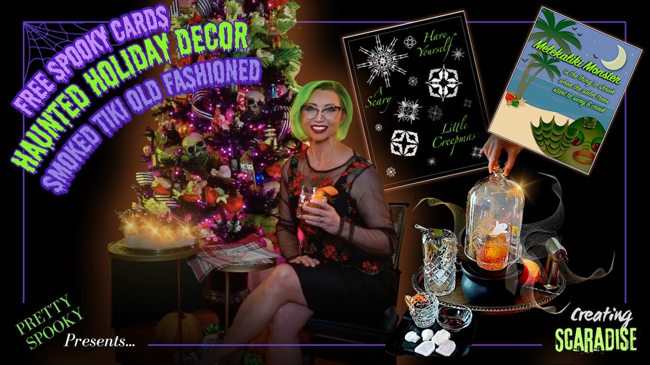Haunted Holiday Decor + FREE Cards: Melekaliki Monster & Smoked Tiki Old Fashioned
