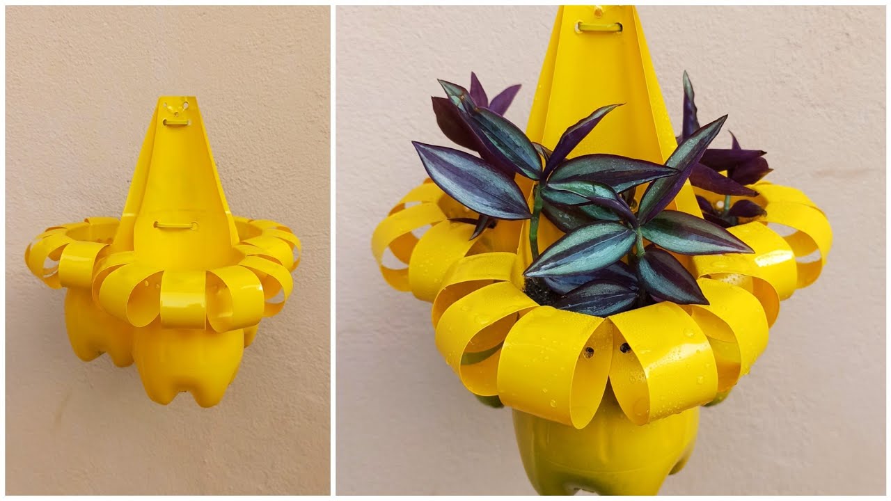 DIY  CUTE HANGING POT FROM PLASTIC BOTTLE