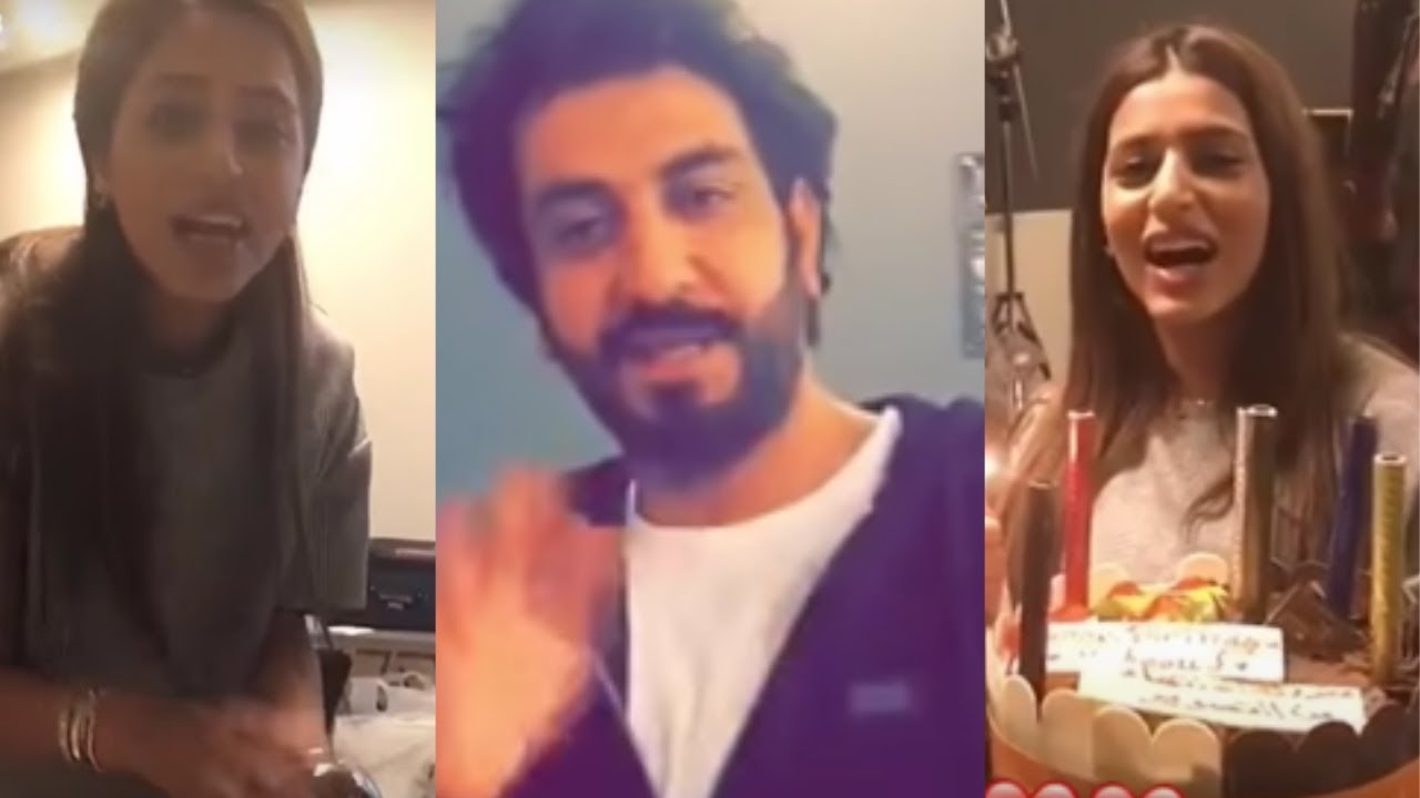 محمود بوشهري في اخر يوم تصوير يحتفل مع فريق عمل مسلسل عطيتك عيوني