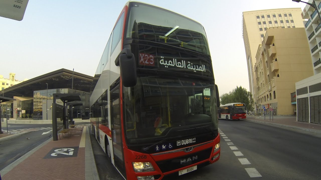 BUR DUBAI TO INTERNATIONAL CITY VOLVO DOUBLE DECKER BUS  JOURNEY