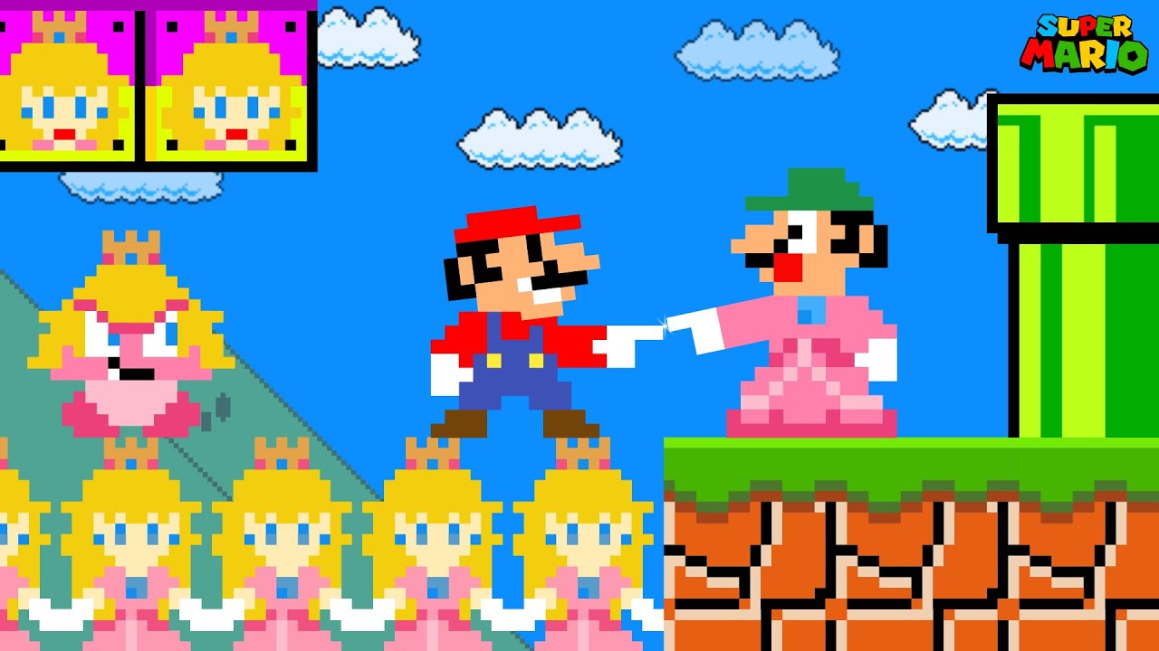 Super Mario Bros., but Everything Mario Touches Transforms into Princess Peach!