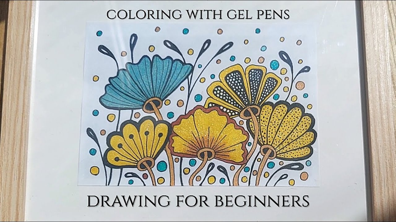 Flower drawing for beginners 🔸Coloring with gel pens 🔸Zentangle