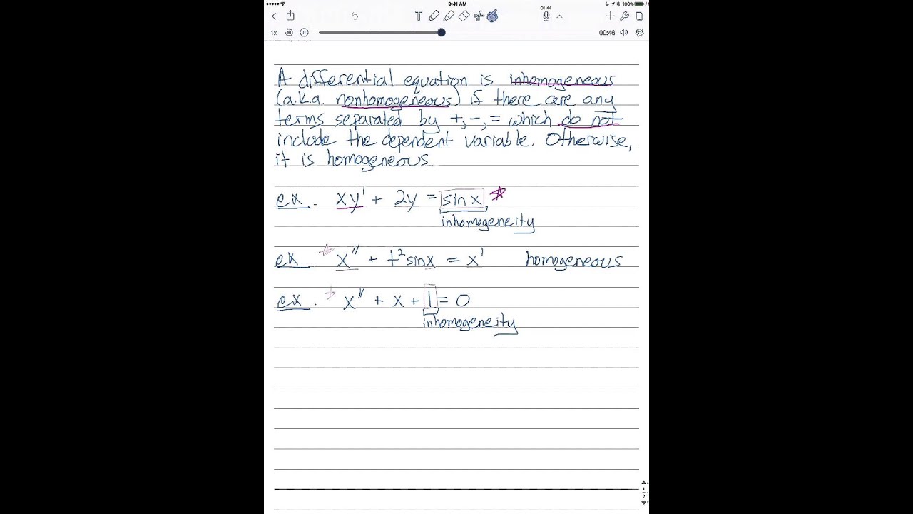 Determine whether a differential equation is homogeneous