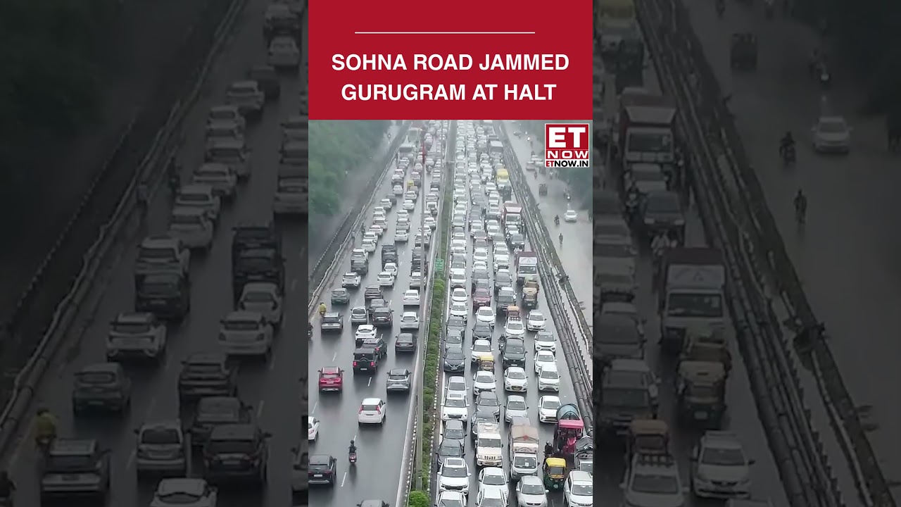 Gurugram Rain Fury! Massive Waterlogging Sparks Traffic Nightmare On Sohna Road #shorts #gurugram