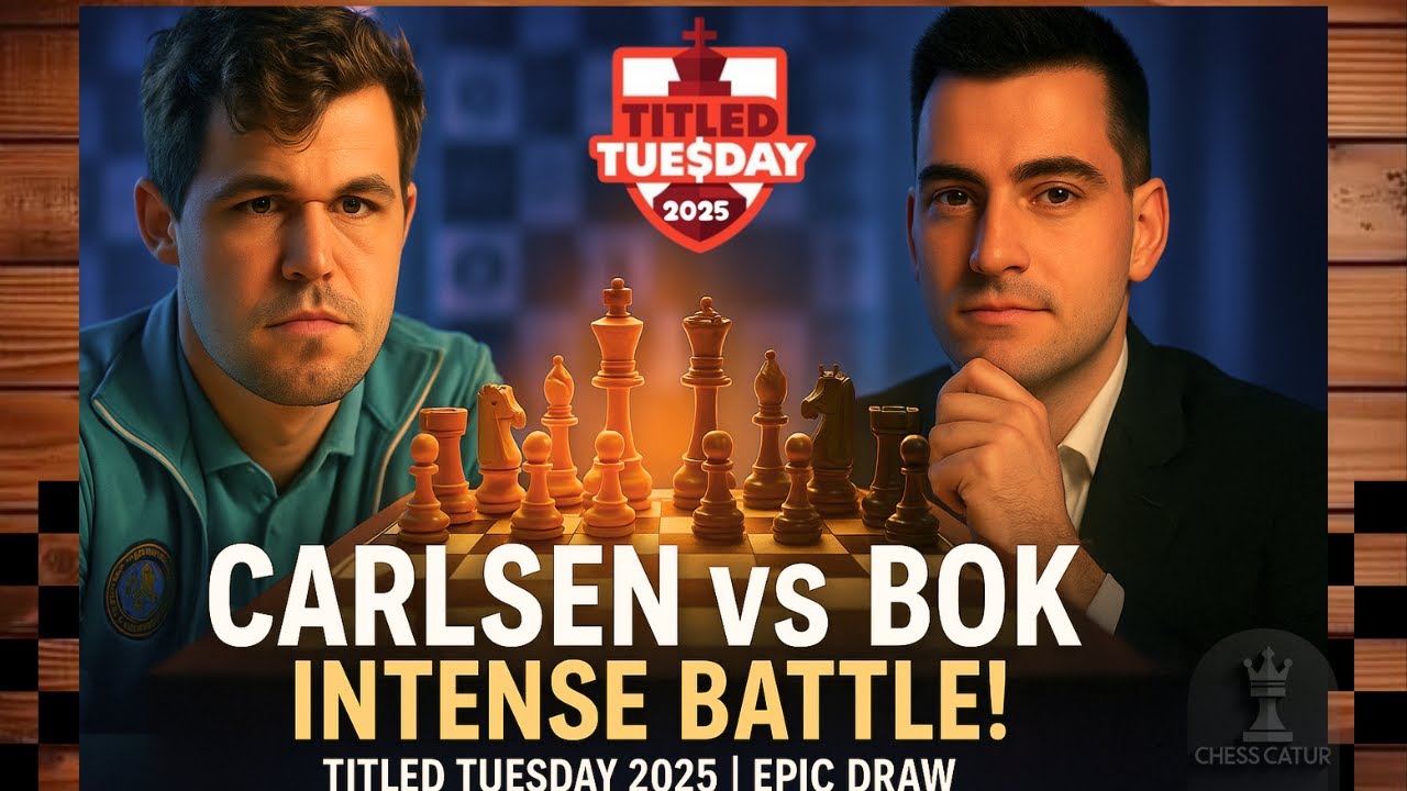 Magnus Carlsen vs Benjamin Bok🔹Titled Tuesday 2025 Highlights