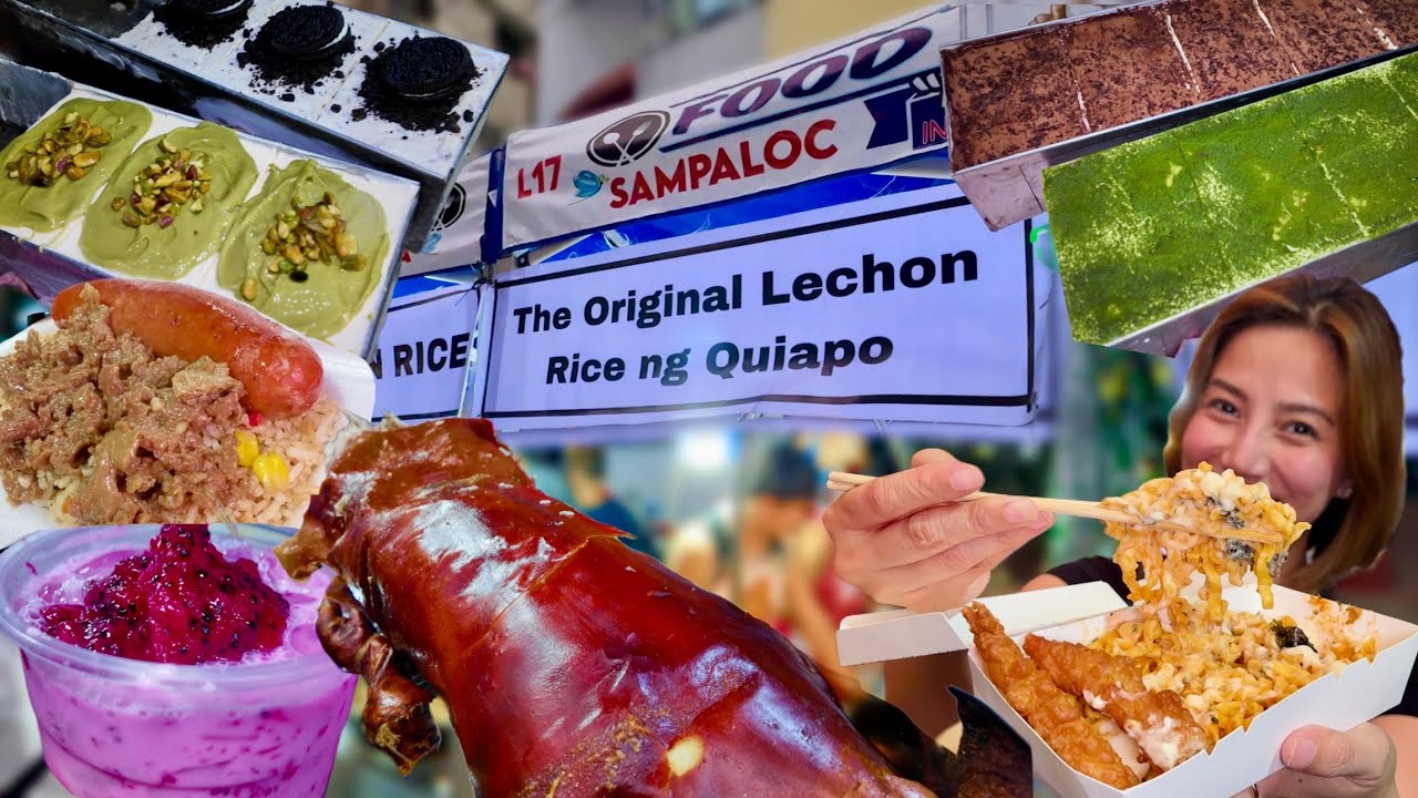 5 Must Try QUIAPO Filipino Street Food in Sampaloc Manila Food Park | Lechon, Buldak & Tiramisu