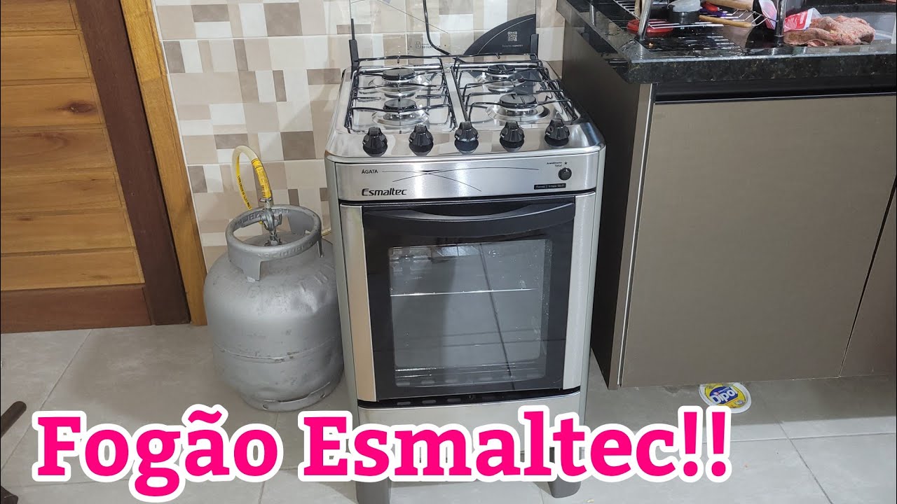 FOG&Atilde;O ESMALTEC  4 BOCAS INOX com acendimento automatico *video r&aacute;pido umboxing*