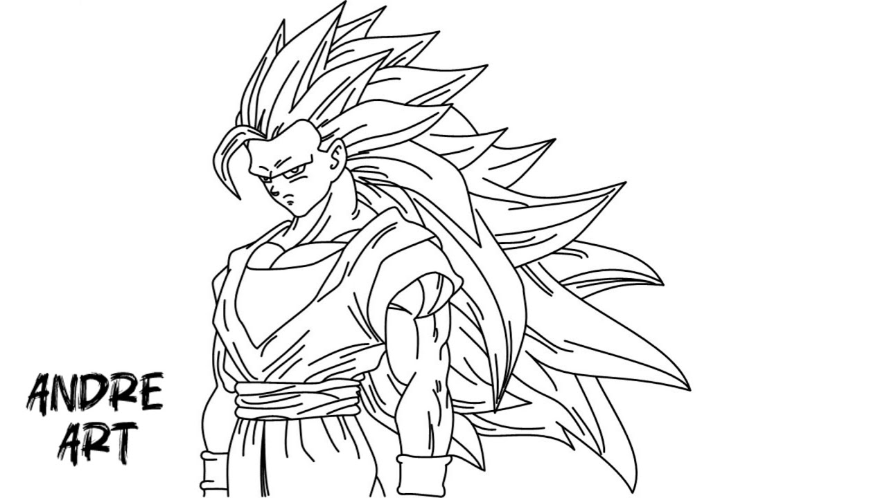 Anime Drawing || how to Draw Goku ssj3 || dragon ball z art | easy step by step