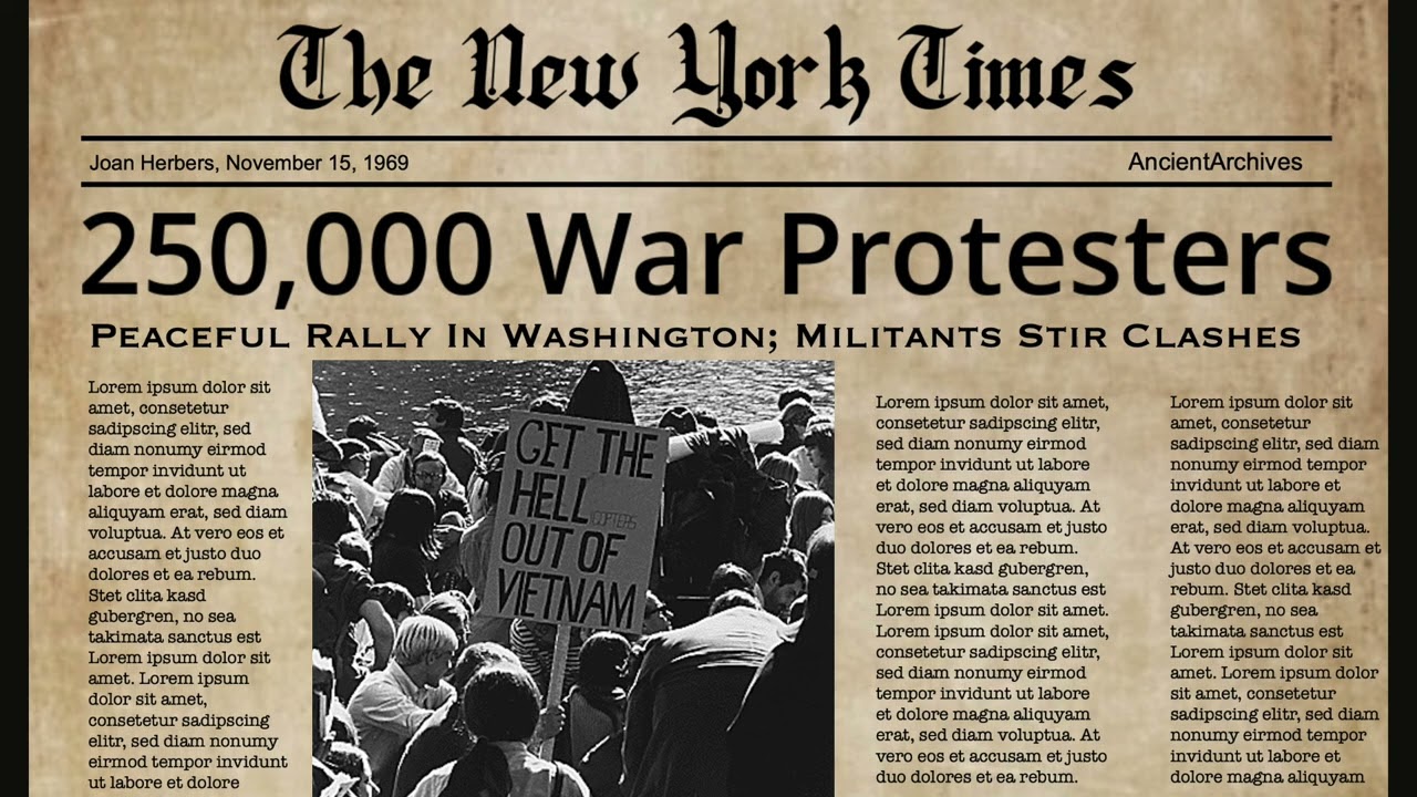 250,000 Strong: The Historic Anti-Vietnam War March on Washington (1969) | Old Newspaper Article