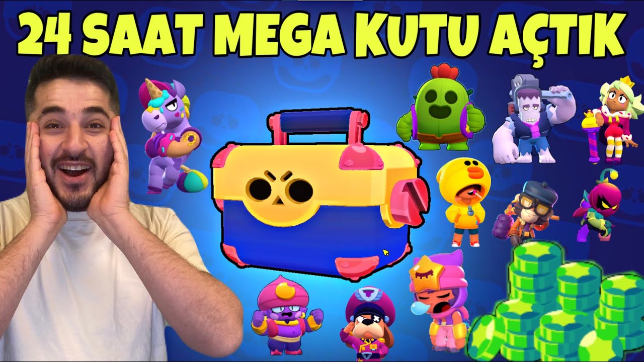 24 SAAT MEGA KUTU AÇTIK, TAKİPÇİLERİMİZE BÜTÜN KARAKTERLERİ ÇIKARDIK! -BRAWL STARS