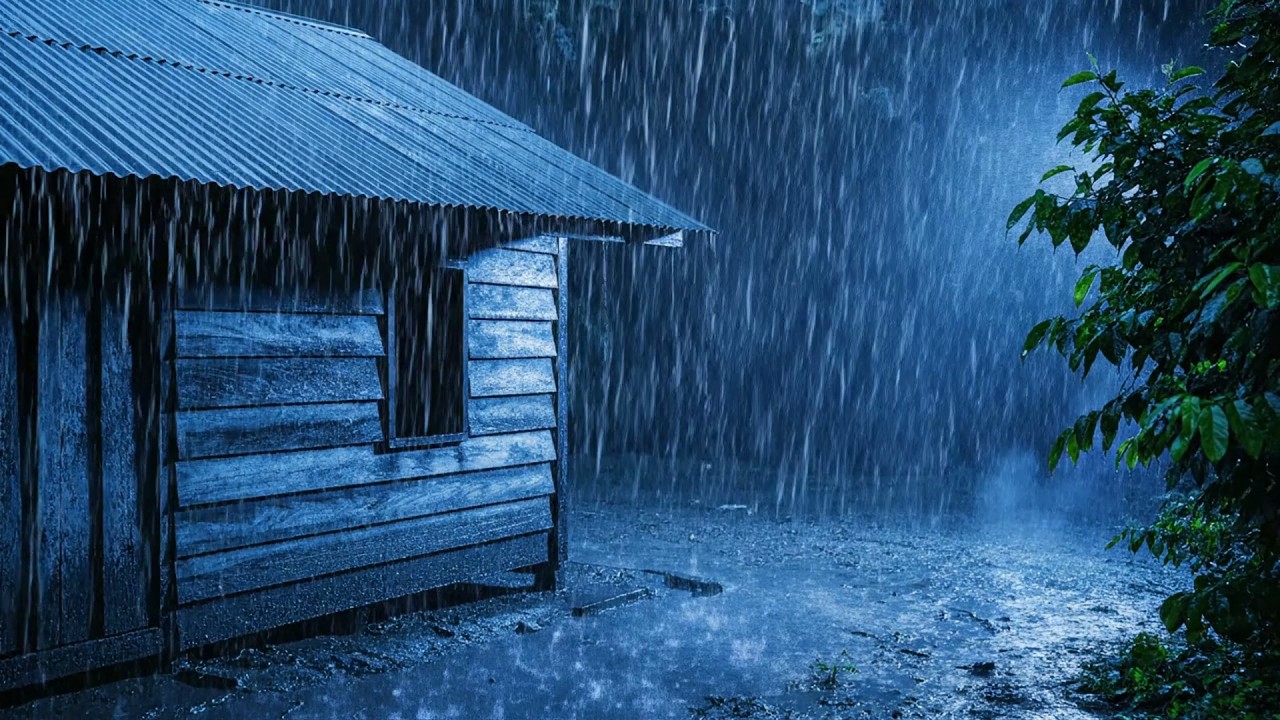 Noche de Tormenta para Dormir Ya | Lluvia Enorme en Techo de Metal y Truenos