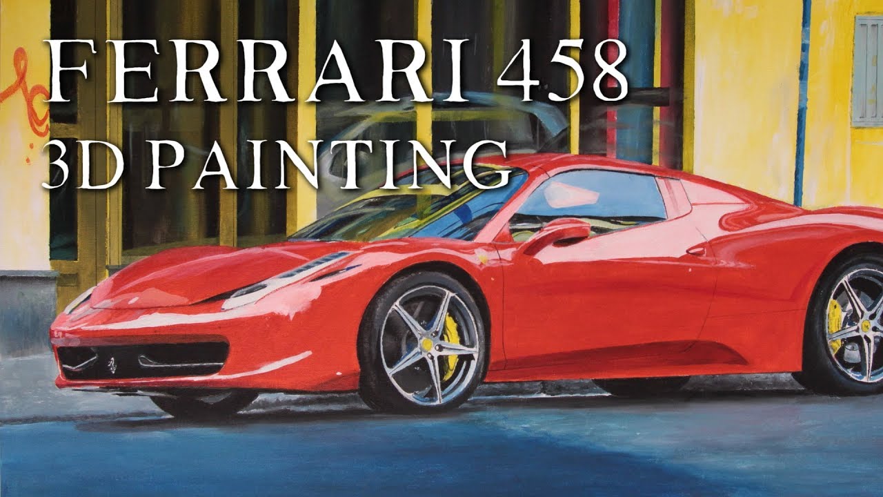 How to Draw a Ferrari 458 - 3D Car Painting Tutorial Art