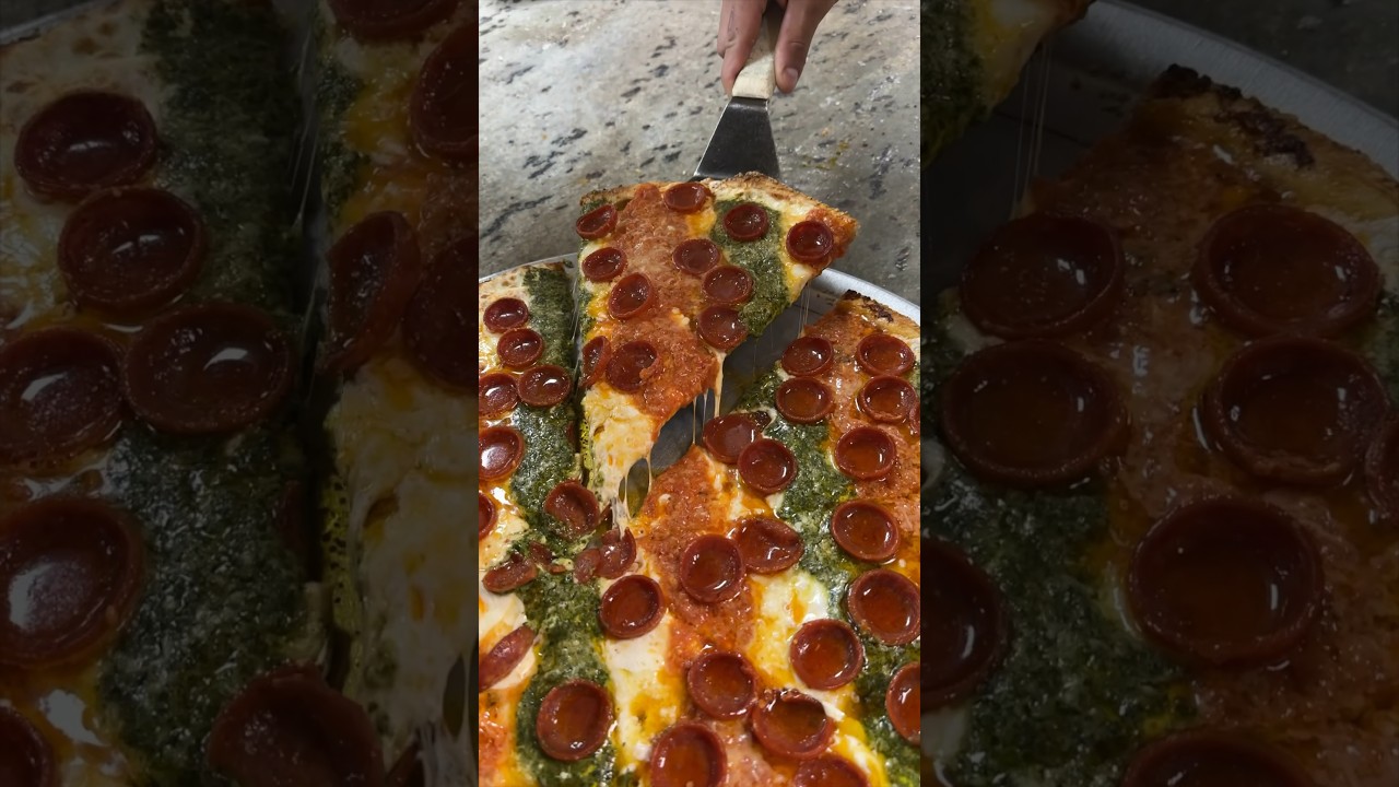 The VODKA PESTO PEPPERONI SESAME SEED CRUST PIZZA from Krispy Pizza in Brooklyn, NY!  #DEVOURPOWER