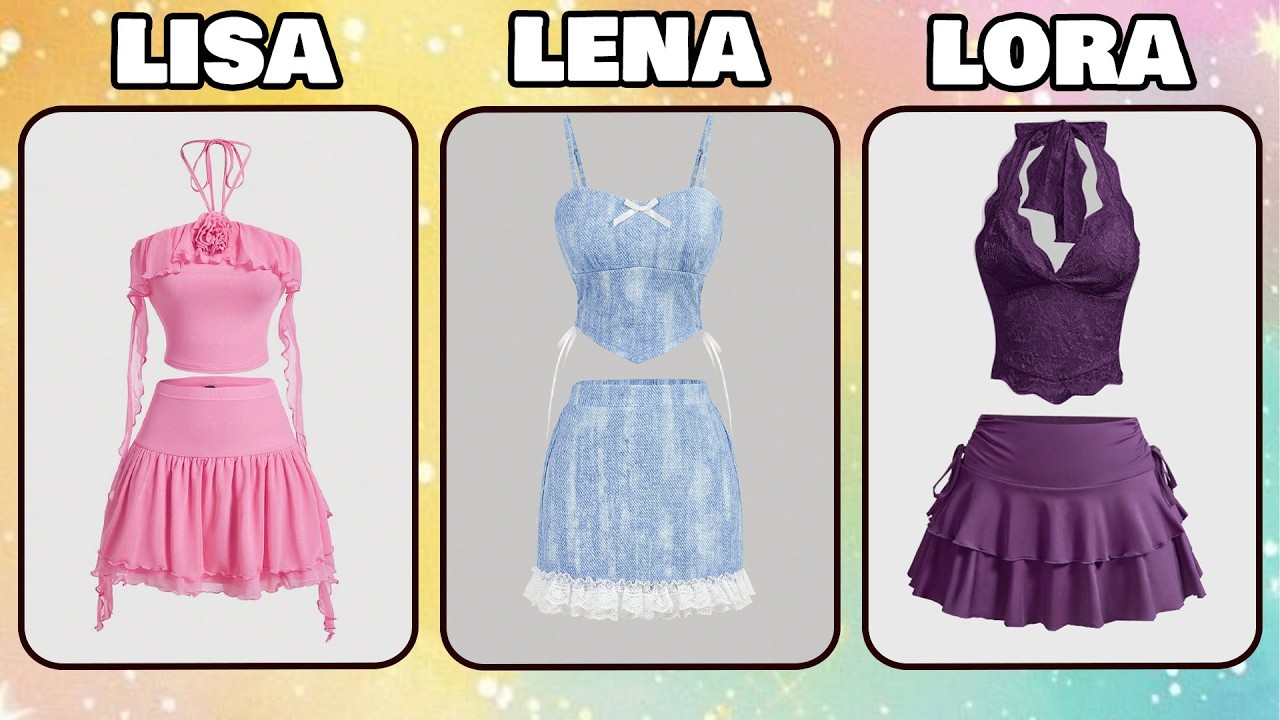 Pick Your Favorite Look 👠 Lisa vs Lena vs Lora  Mini Skirt Sets #lisaorlena #Y2Kfashionoutfits