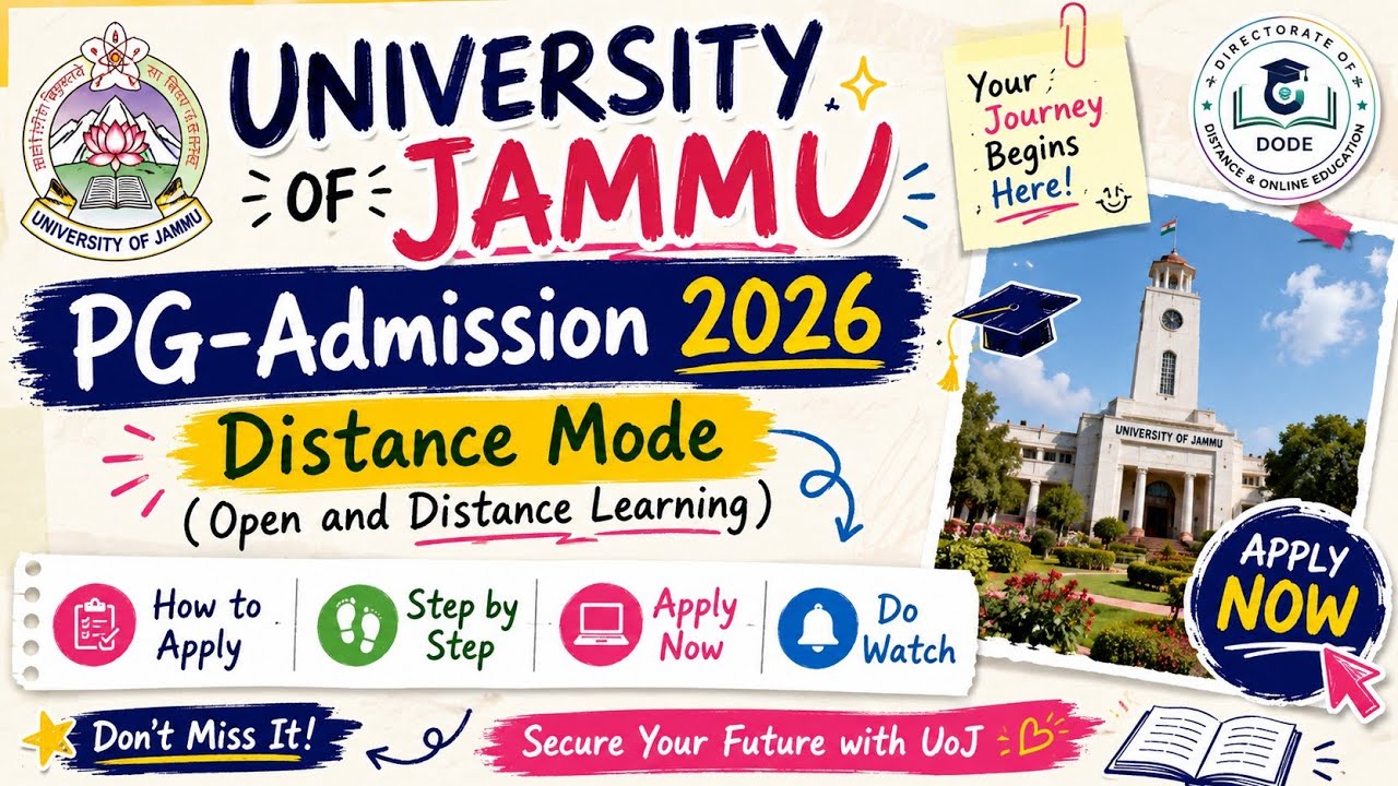 Jammu University (Distance) PG Admission 2026-27 | (ODL) | How to Apply Step-by-Step |