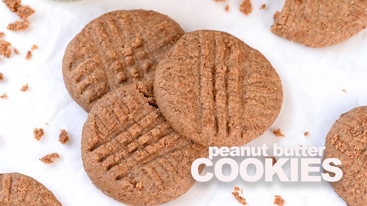 how to make 3 ingredient PEANUT BUTTER COOKIES with no eggs I healthy & vegan