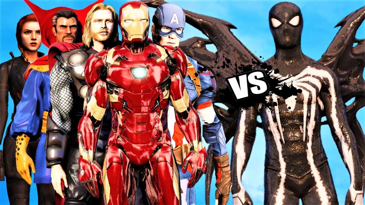 THE AVENGERS MARVEL COMICS vs VENOM and SPIDERVENOM - Epic Battle