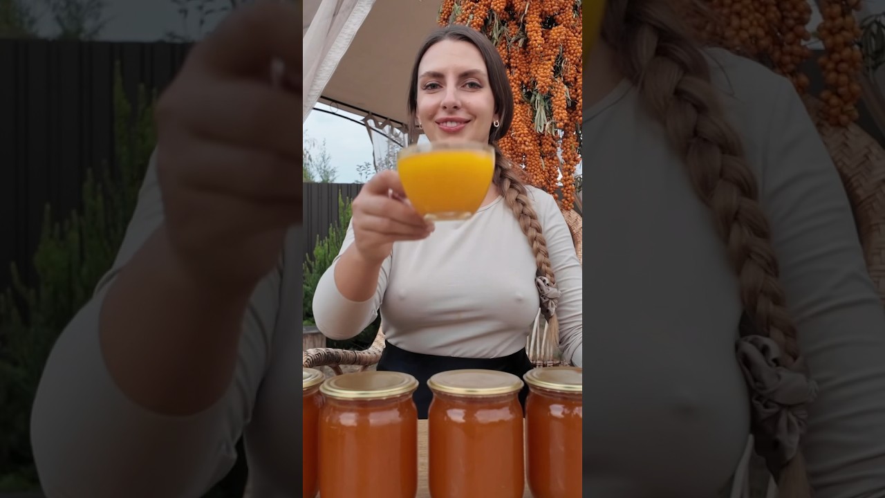 Harvesting and Preserve Sea Buckthorn for Winter#cooking #asmr #village #food #girl