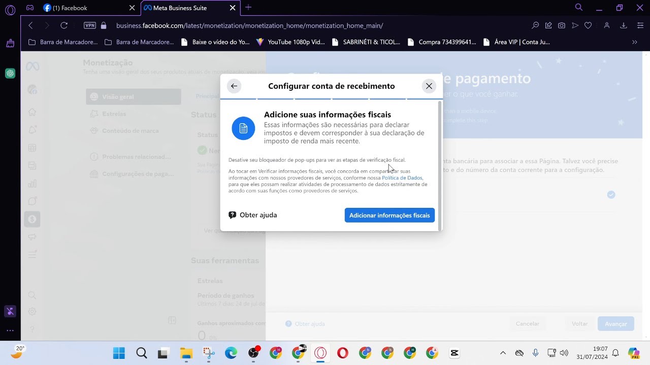 Como configurar conta de pagamento para receber da sua pagina do facebook monetizada Parte#3