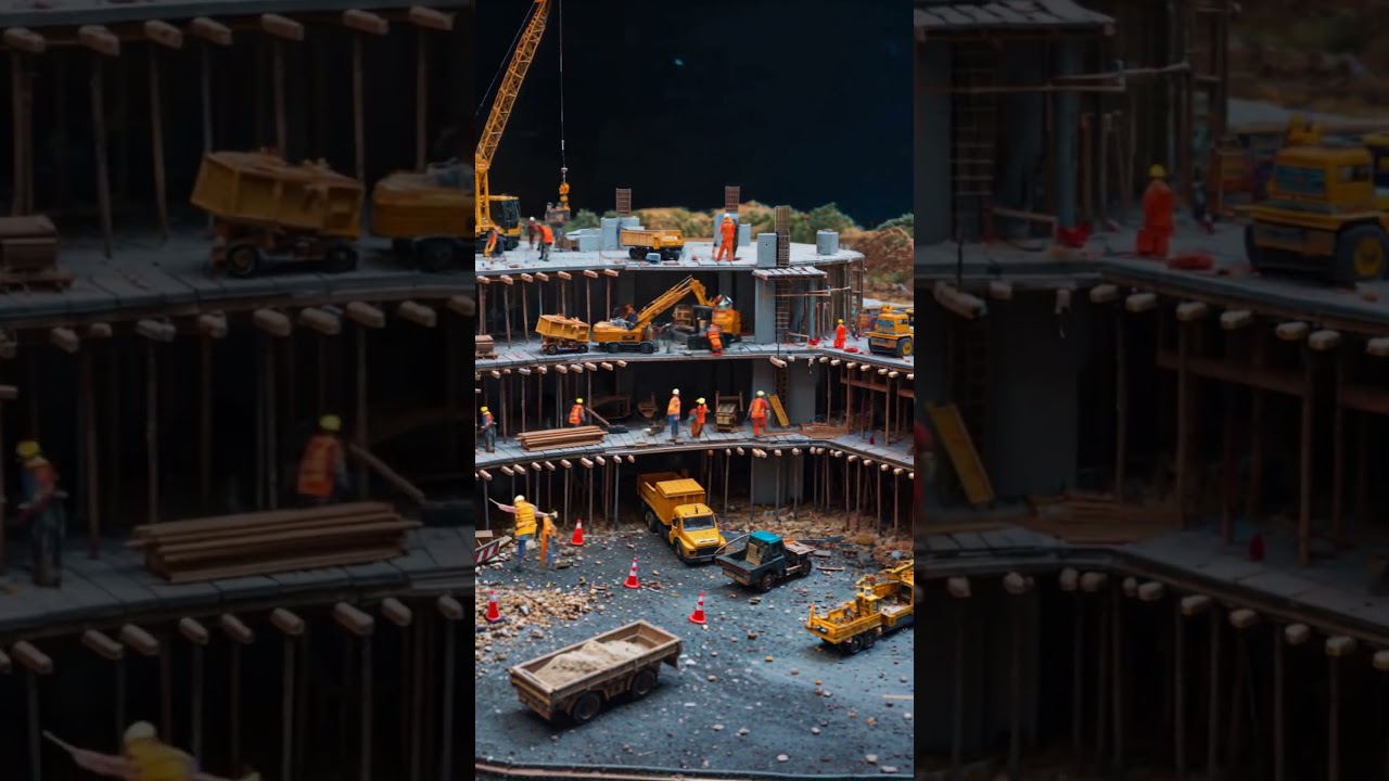 Amazing Construction Site Diorama - Miniature Workers & Machinery in Action