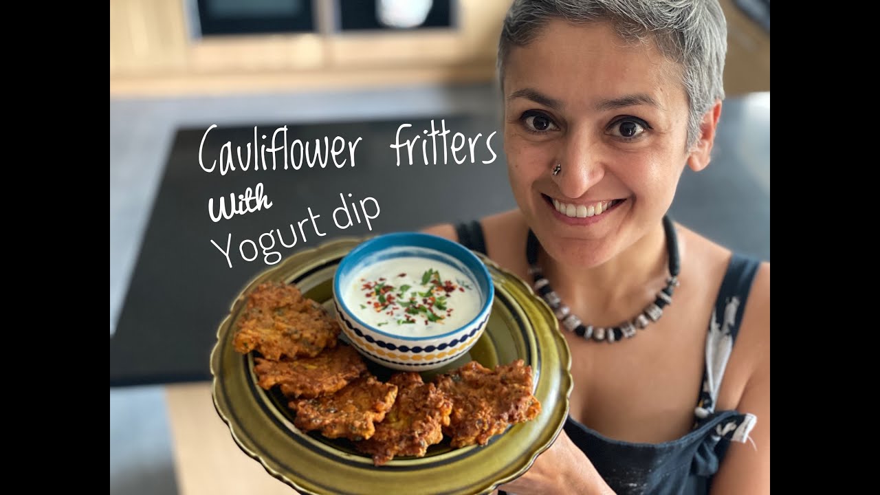 Cauliflower cumin fritters with mint yogurt dip | Snack recipe | Food with Chetna