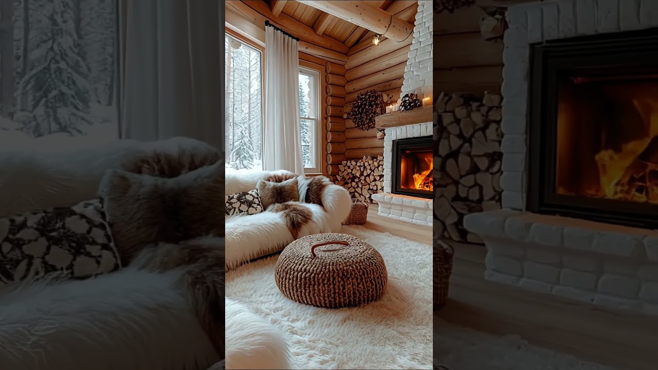 Cozy Winter Cabin ❄️ Snowy Forest View | Warm Cottage Vibes 