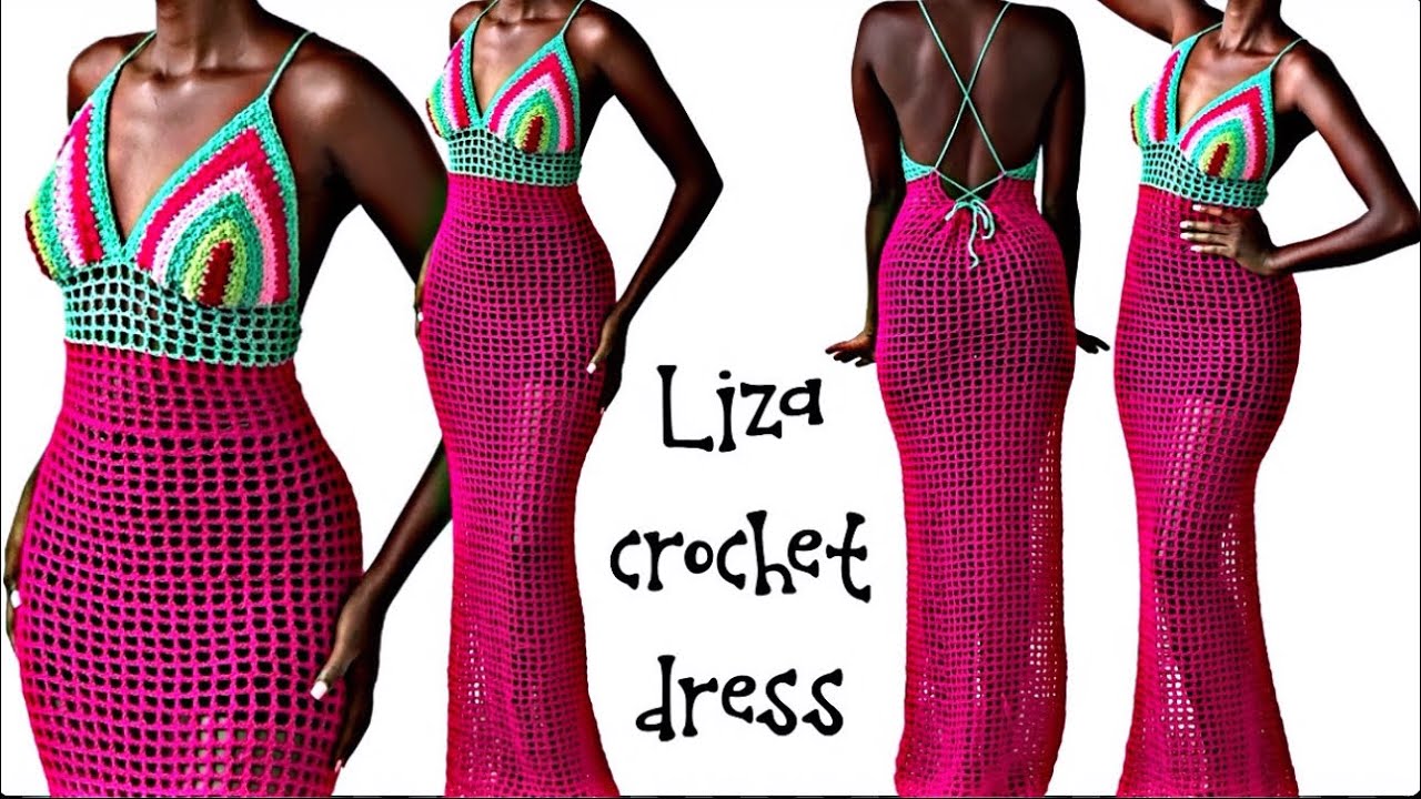 Liza crochet maxi mesh dress