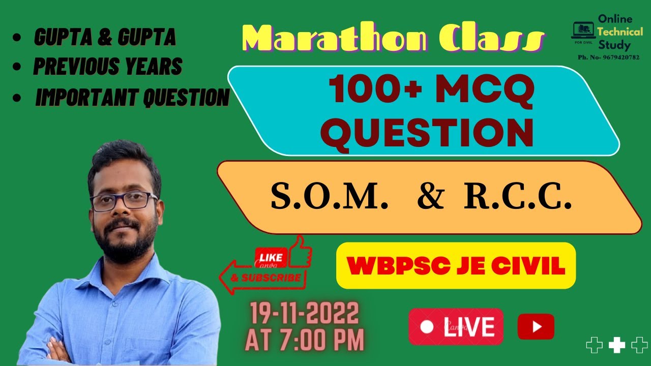 100+ MCQ Question-01 || RCC & SOM ||  WBPSC JE