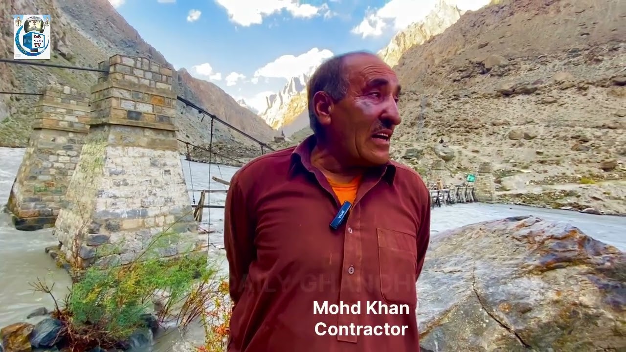Hushe Bridge submerged for a month contractor entertains tourists with song while aiding restoration