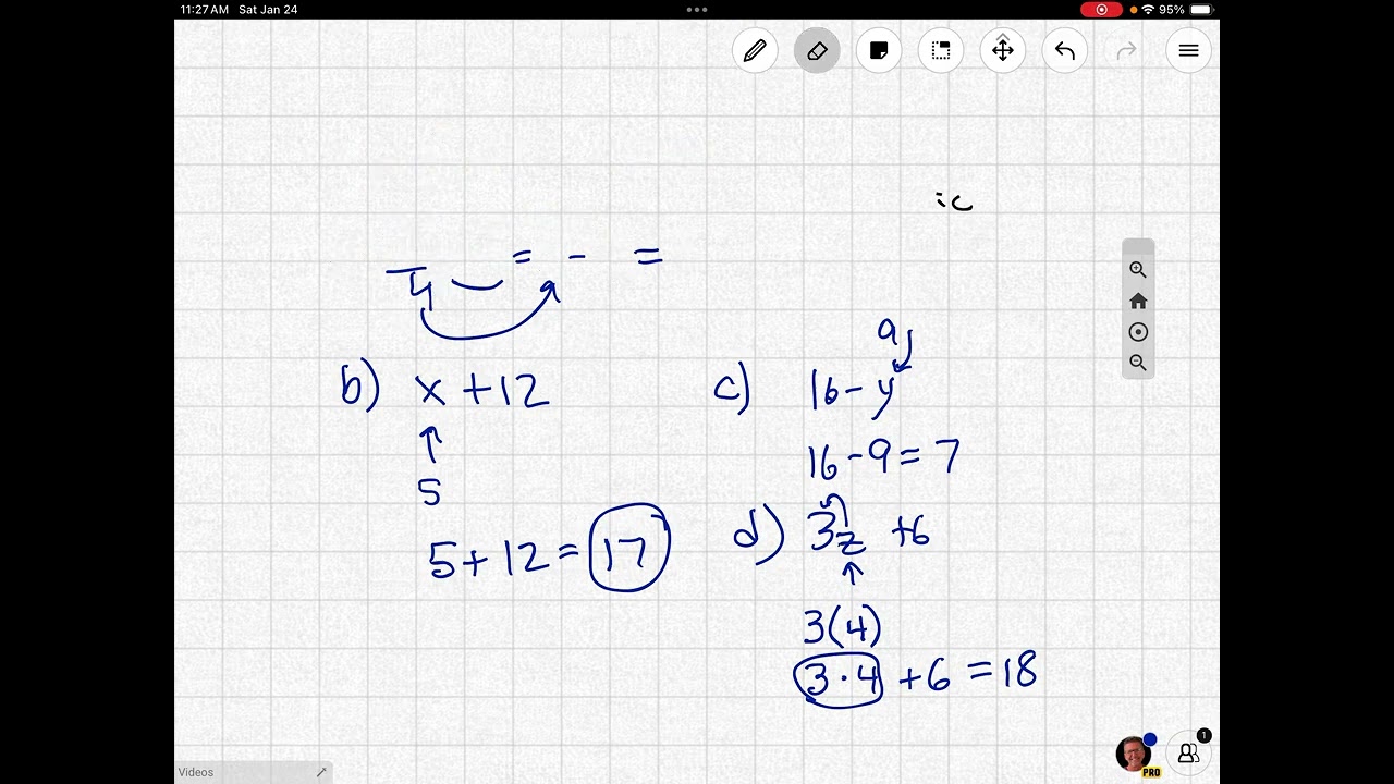 7.2 Evaluating Algebraic Expressions pp 226-27