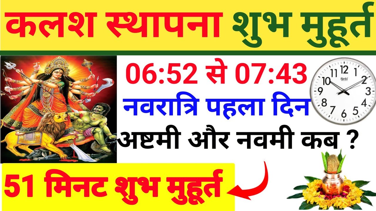 Kalash Sthapna Shubh Muhurt, Navratri Kalash Sthapna Kab Kare, कलश स्थापना शुभ मुहूर्त नवरात्रि व्रत