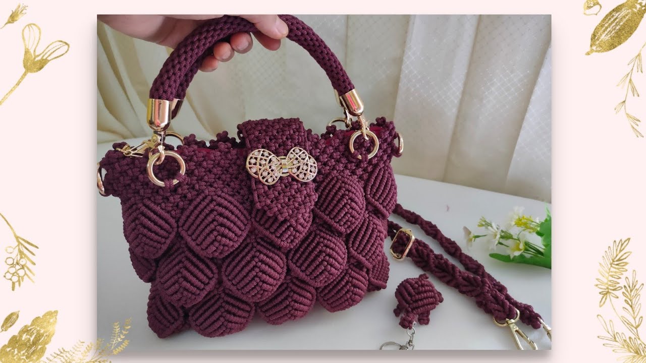 DIY handbag - tas tali kur motif daun - macrame bag
